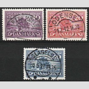 FRIM�RKER DANMARK | 1941 - AFA 270-72 - Vitus Bering - 10 -40 �re i S�T - Lux Stemplet 
