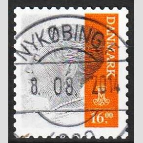 FRIMRKER DANMARK | 2013 - AFA 1737 - Dronning Margrethe - 16 Kr. gr/orange - Pragt Stemplet