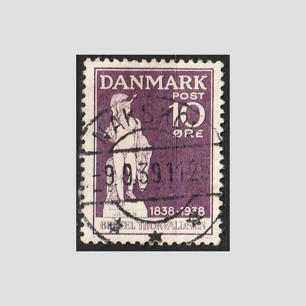 FRIMRKER DANMARK | 1938 - AFA 250 - Thorvaldsen 10 re violet - Lux Stemplet Nakskov