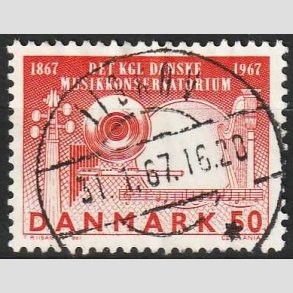 FRIM�RKER DANMARK | 1967 - AFA 452 - Dansk Musikkonservatorium 100 �r - 50 �re - Pragt Stemplet