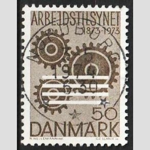 FRIM�RKER DANMARK | 1973 - AFA 543 - Arbejderbeskyttelse - 50 �re brun - Pragt Stemplet