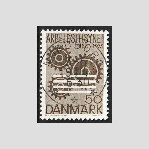 FRIMRKER DANMARK | 1973 - AFA 543 - Arbejderbeskyttelse - 50 re brun - Pragt Stemplet