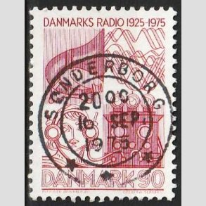 FRIM�RKER DANMARK | 1975 - AFA 583 - Danmarks Radio 50 �r - 90 �re r�d - Pragt Stemplet