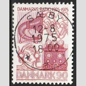FRIM�RKER DANMARK | 1975 - AFA 583 - Danmarks Radio 50 �r - 90 �re r�d - Pragt Stemplet
