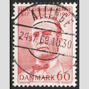 FRIM�RKER DANMARK | 1967 - AFA 466 - H. Chr. Sonne - 60 �re r�d - Pragt Stemplet Allinge