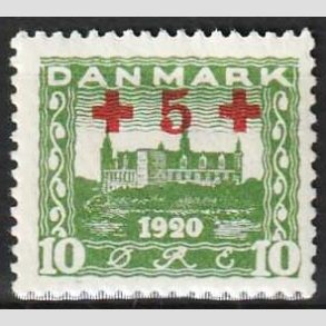 FRIMRKER DANMARK | 1921 - AFA 120 - +5 +10 re grn Rde Kors provisorier - Postfrisk