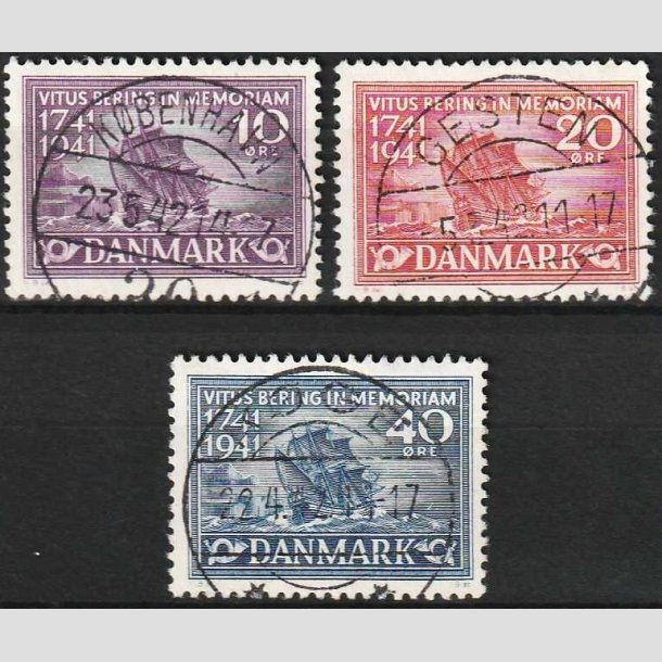 FRIMRKER DANMARK | 1941 - AFA 270-72 - Vitus Bering - 10 -40 re i ST - Lux Stemplet 