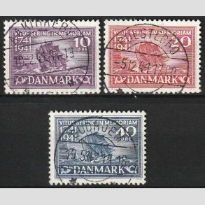FRIM�RKER DANMARK | 1941 - AFA 270-72 - Vitus Bering - 10 -40 �re i S�T - Lux Stemplet 