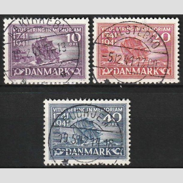 FRIMRKER DANMARK | 1941 - AFA 270-72 - Vitus Bering - 10 -40 re i ST - Lux Stemplet 