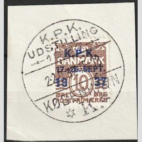 FRIM�RKER DANMARK | 1937 - AFA 243 - K.P.K - 10 �re brun - Med udstillings stempel