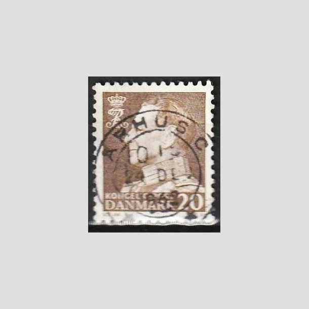 FRIMRKER DANMARK | 1961-62 - AFA 393F - Frederik IX - 20 re brun Flour papir - Pragt Stemplet