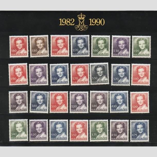 FRIMRKER DANMARK | 1982 - AFA 743 mv. - Dronning Margrethe - 1,60 - 4,75 kr. komplet - Postfrisk