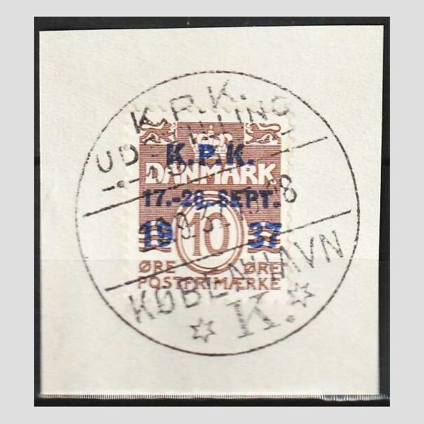 FRIMRKER DANMARK | 1937 - AFA 243 - K.P.K - 10 re brun - Med udstillings stempel