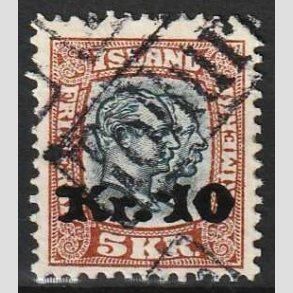 FRIMRKER ISLAND | 1930 - AFA 141 - Provisorier - 10 kr./5 kr. brun/blgrn - Stemplet 