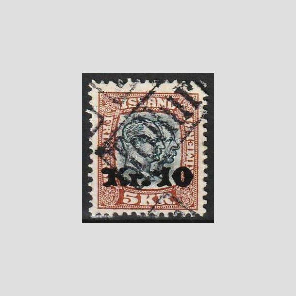 FRIMRKER ISLAND | 1930 - AFA 141 - Provisorier - 10 kr./5 kr. brun/blgrn - Stemplet "Tollur"