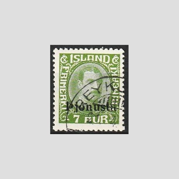 FRIMRKER ISLAND | 1936 - AFA 63 - Christian X overtryk Pjonusta - 7 aur grn - Stemplet