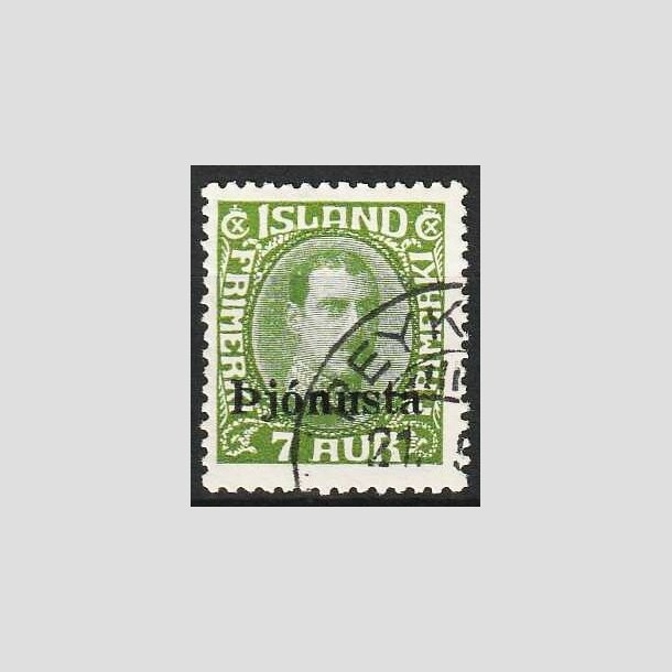 FRIMRKER ISLAND | 1936 - AFA 63 - Christian X overtryk Pjonusta - 7 aur grn - Stemplet