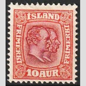 FRIMRKER ISLAND | 1907 - AFA 53 - Chr. IX og Frederik VIII - 10 aur rd tk. 12 3/4 - Ubrugt 