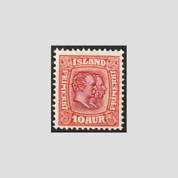 FRIMRKER ISLAND | 1907 - AFA 53 - Chr. IX og Frederik VIII - 10 aur rd tk. 12 3/4 - Ubrugt 