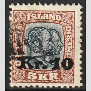 FRIMRKER ISLAND | 1930 - AFA 141 - Provisorier - 10 kr./5 kr. brun/blgrn - Stemplet 