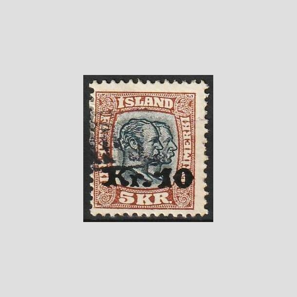 FRIMRKER ISLAND | 1930 - AFA 141 - Provisorier - 10 kr./5 kr. brun/blgrn - Stemplet "Tollur"