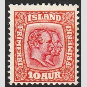 FRIMRKER ISLAND | 1907 - AFA 53 - Chr. IX og Frederik VIII - 10 aur rd tk. 12 3/4 - Ubrugt 