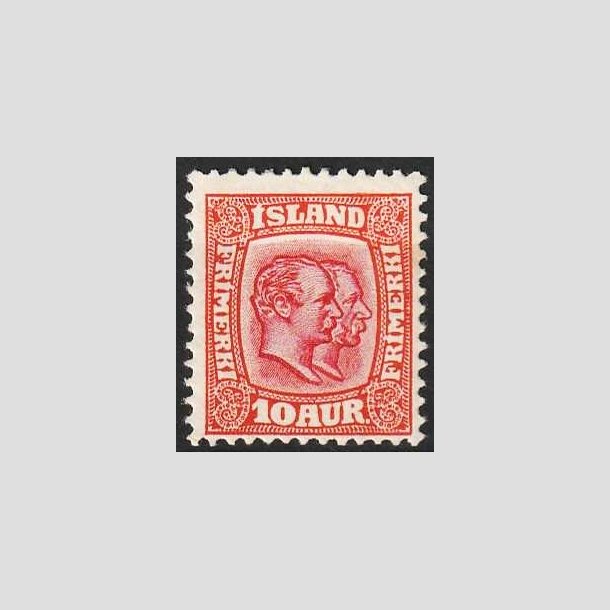 FRIMRKER ISLAND | 1907 - AFA 53 - Chr. IX og Frederik VIII - 10 aur rd tk. 12 3/4 - Ubrugt 