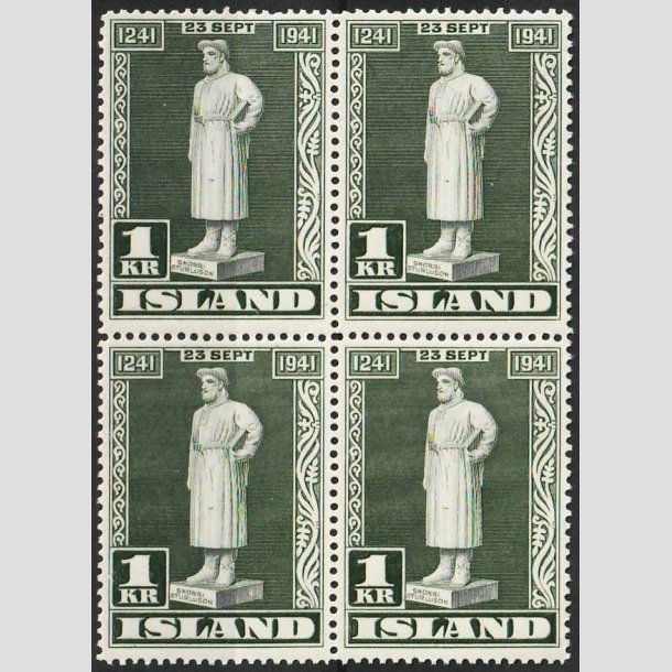 FRIMRKER ISLAND | 1941 - AFA 226 - Snorre Sturlason - 1 kr. i 4-blok - Postfrisk