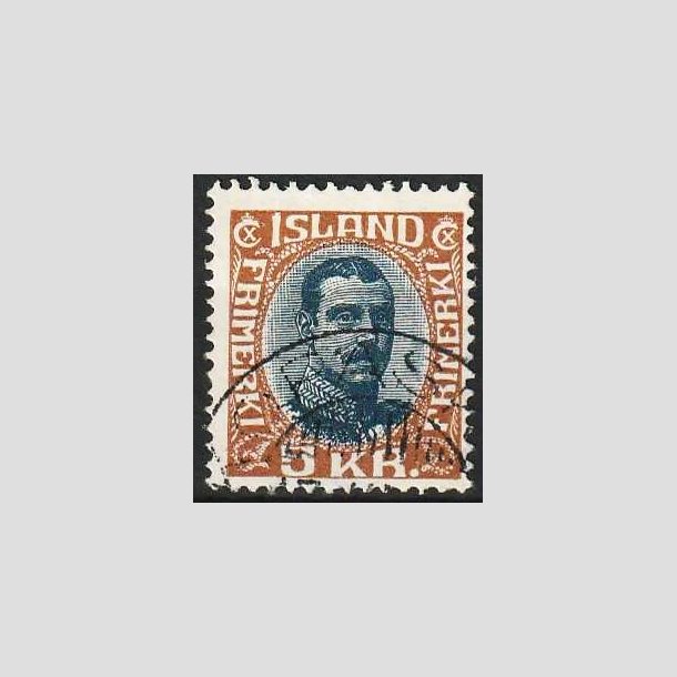 FRIMRKER ISLAND | 1920 - AFA 98 - Kong Christian X - 5 kr. lysbrun/bl - Stemplet