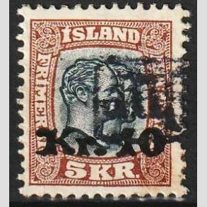 FRIMRKER ISLAND | 1930 - AFA 141 - Provisorier - 10 kr./5 kr. brun/blgrn - Stemplet 
