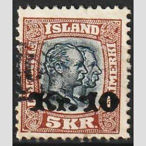 FRIMRKER ISLAND | 1930 - AFA 141 - Provisorier - 10 kr./5 kr. brun/blgrn - Stemplet 