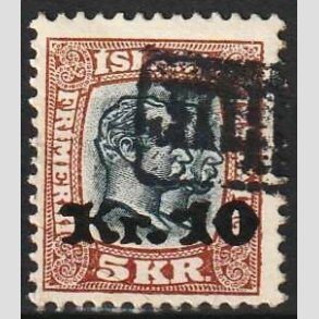 FRIMRKER ISLAND | 1930 - AFA 141 - Provisorier - 10 kr./5 kr. brun/blgrn - Stemplet 