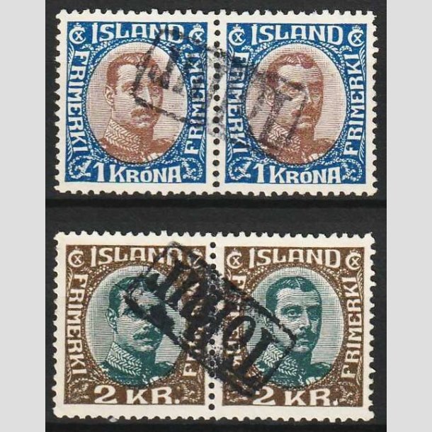 FRIMRKER ISLAND | 1931-33 - AFA 164,165 - Kong Christian X - 1 + 2 kr. i par - Stemplet Tollur