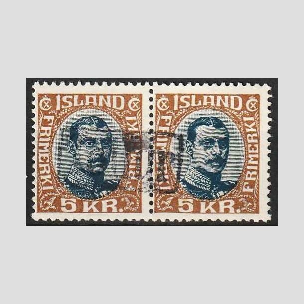 FRIMRKER ISLAND | 1920 - AFA 98 - Kong Christian X - 5 kr. lysbrun/bl i par - Stemplet Tollur