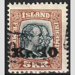 FRIMRKER ISLAND | 1930 - AFA 141 - Provisorier - 10 kr./5 kr. brun/blgrn - Stemplet 
