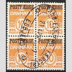 FRIMRKER DANMARK | 1936-39 - AFA 15 - 10 re orange i 4-blok - Lux Stemplet