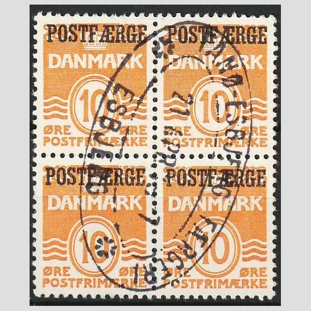 FRIMRKER DANMARK | 1936-39 - AFA 15 - 10 re orange i 4-blok - Lux Stemplet