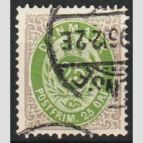 FRIM�RKER DANMARK | 1875 - AFA 29 - 25 �re gr�/gr�n - Stemplet