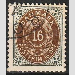 FRIM�RKER DANMARK | 1895 - AFA 27B - 16 �re gr�/brun - Stemplet 