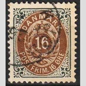 FRIM�RKER DANMARK | 1895 - AFA 27B - 16 �re gr�/brun - Stemplet 