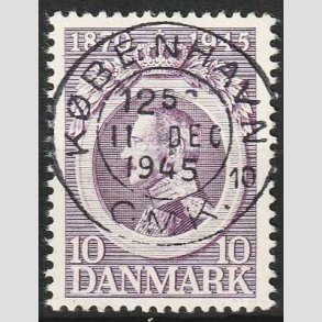 FRIM�RKER DANMARK | 1945 - AFA 290 - Chr. X 75 �r 10 �re violet - Pragt Stemplet 