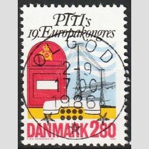 FRIM�RKER DANMARK | 1986 - AFA 863 - Europakongres i K�benhavn - 2,80 Kr. - Pragt Stemplet