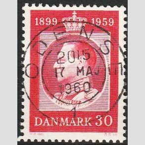 FRIM�RKER DANMARK | 1959 - AFA 374 - Frederik IX 60 �r - 30 �re r�d - Pragt Stemplet