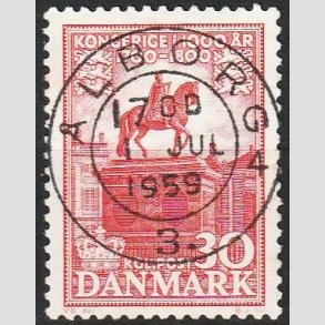 FRIM�RKER DANMARK | 1953-56 - AFA 354 - Kongeriget 1000 �r - 30 �re r�d - Pragt Stemplet