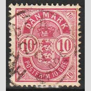 FRIM�RKER DANMARK | 1884-85 - AFA 35a - 10 �re analinrosa - Stemplet