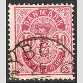 FRIM�RKER DANMARK | 1884-85 - AFA 35a - 10 �re analinrosa - Stemplet