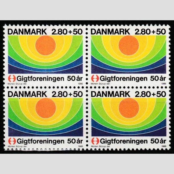 FRIMRKER DANMARK | 1986 - AFA 855 - Gigtforeningen 50 r - 2,80 Kr. + 50 re i 4-blok - Postfrisk