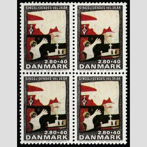 FRIMRKER DANMARK | 1985 - AFA 843 - Sindslidendes Vel - 2,80 Kr. + 40 re i 4-blok - Postfrisk