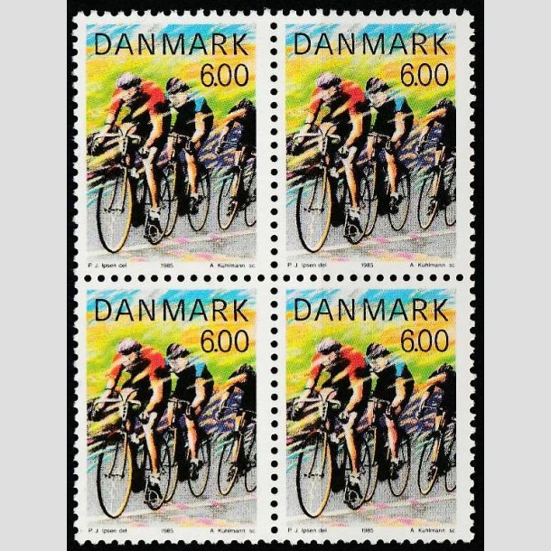 FRIMRKER DANMARK | 1985 - AFA 838 - Sport - 6,00 Kr. flerfarvet i 4-blok - Postfrisk