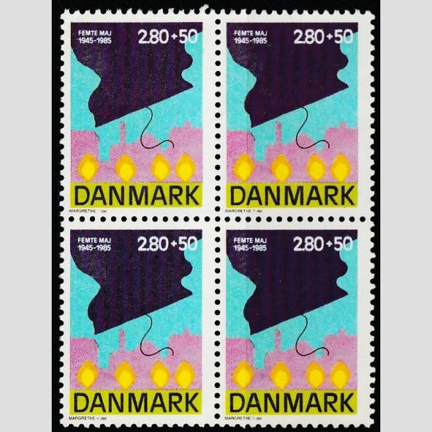 FRIMRKER DANMARK | 1985 - AFA 831 - 40-ret for befrielsen - 2,80 Kr. + 50 re i 4-blok - Postfrisk